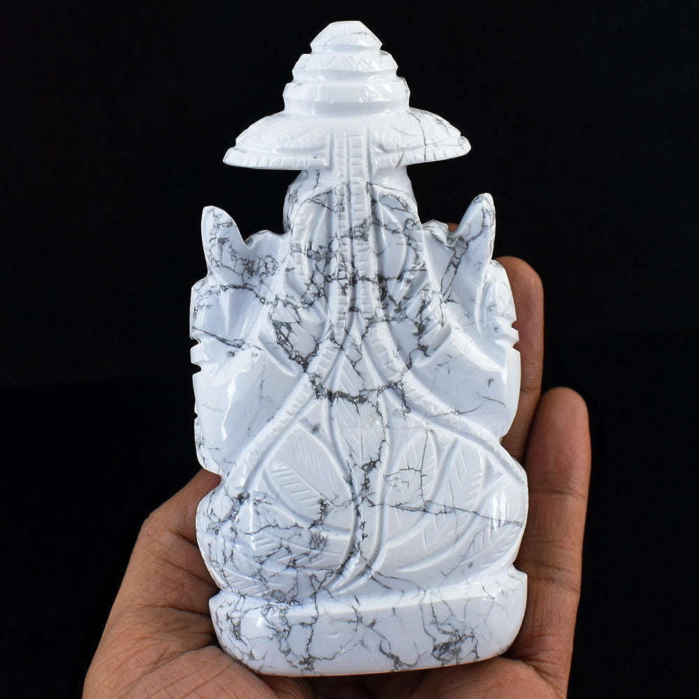 gemsmore:Exclusive Howlite Hand Carved Ganesha