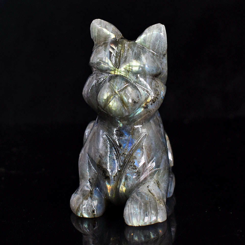 gemsmore:Exclusive Labradorite Hand Carved Dog