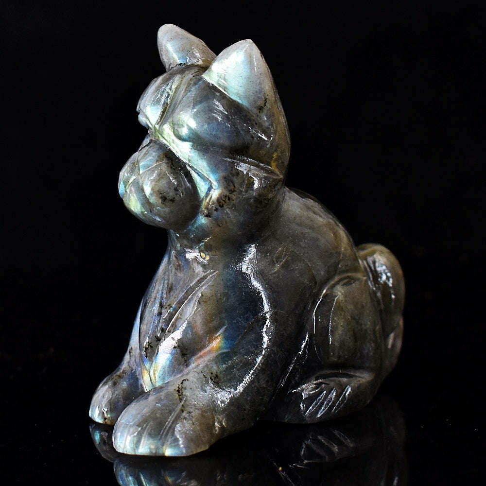 gemsmore:Exclusive Labradorite Hand Carved Dog