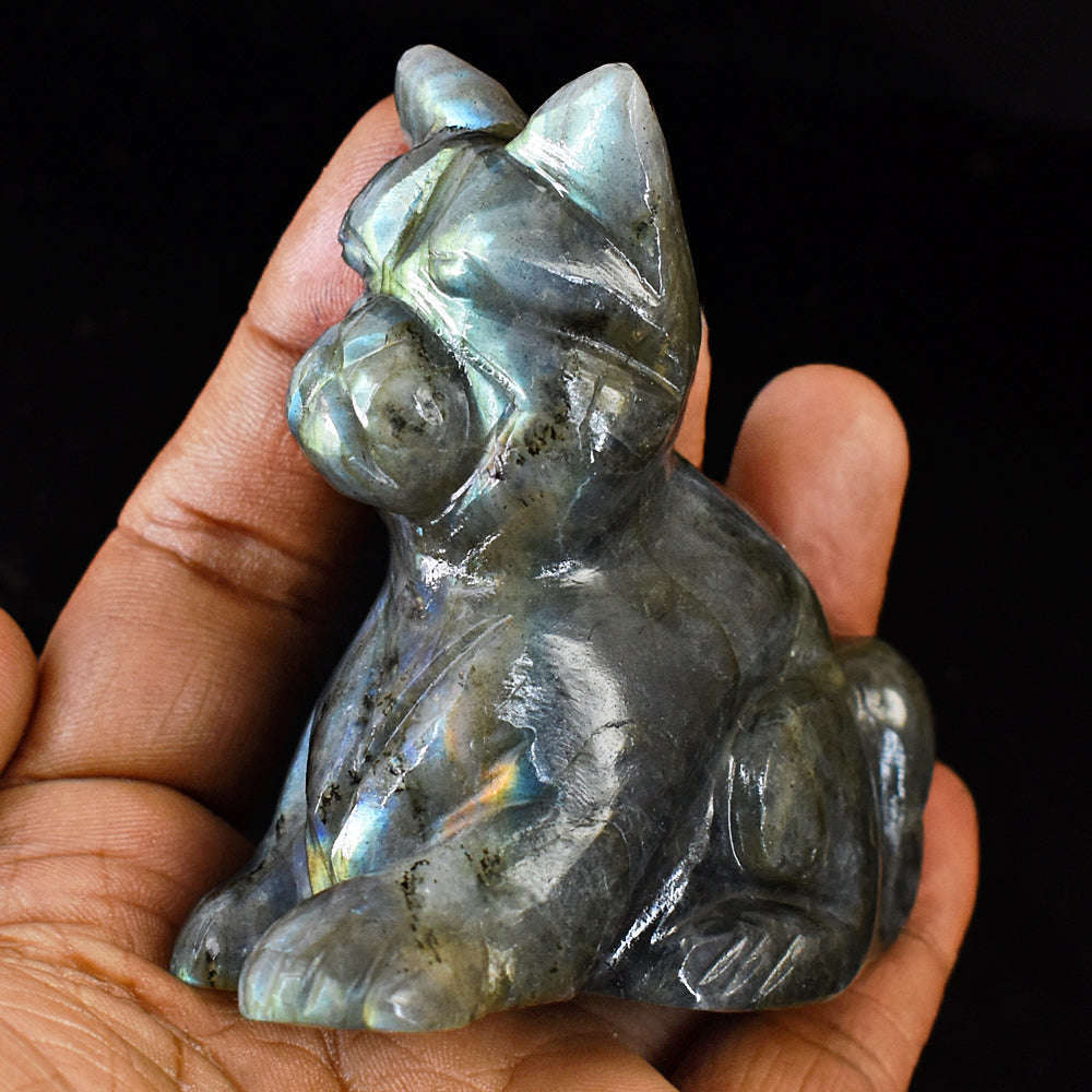 gemsmore:Exclusive Labradorite Hand Carved Dog