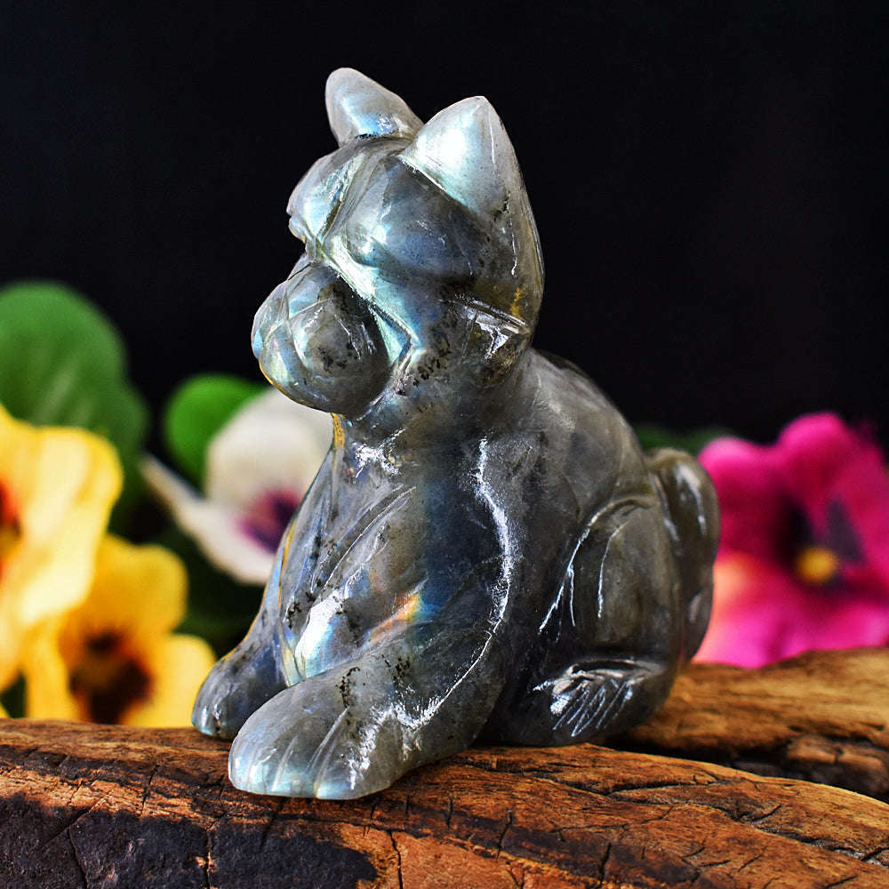 gemsmore:Exclusive Labradorite Hand Carved Dog