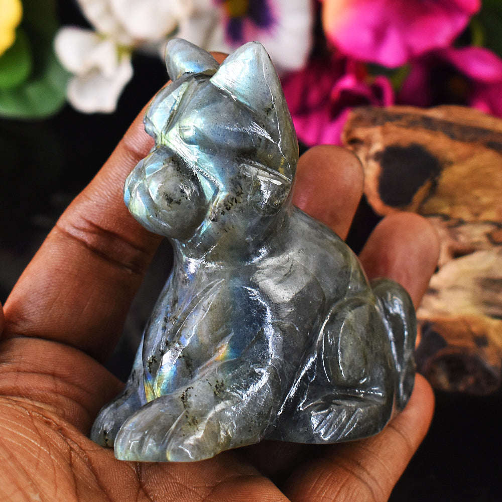 gemsmore:Exclusive Labradorite Hand Carved Dog