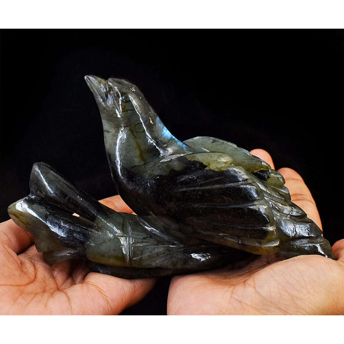 gemsmore:Exclusive Labradorite Hand Carved Genuine Crystal Bird