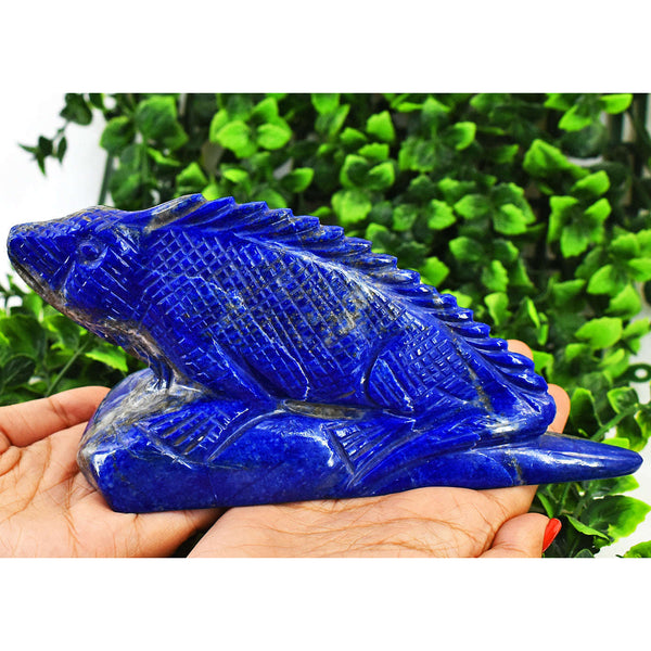 gemsmore:Exclusive Lapis Lazuli Hand Carved Chameleon