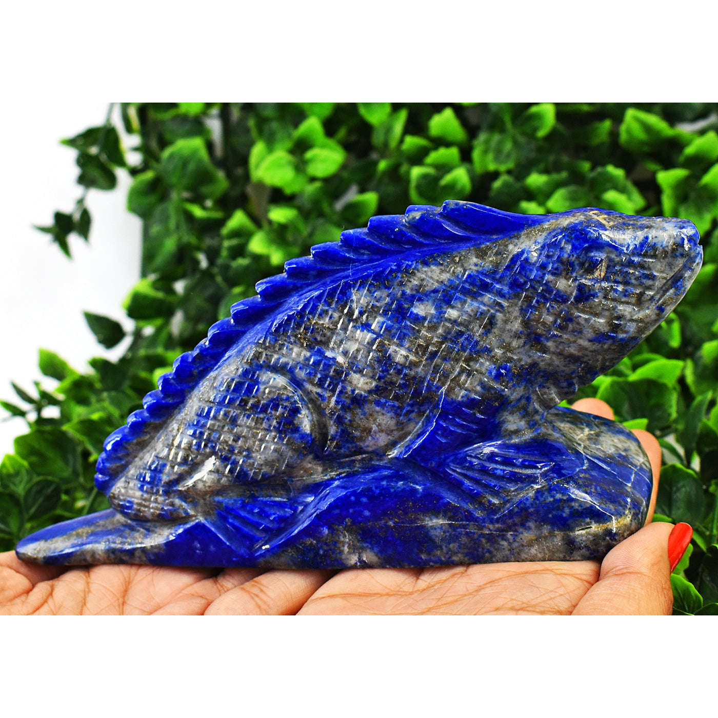 gemsmore:Exclusive Lapis Lazuli Hand Carved Chameleon