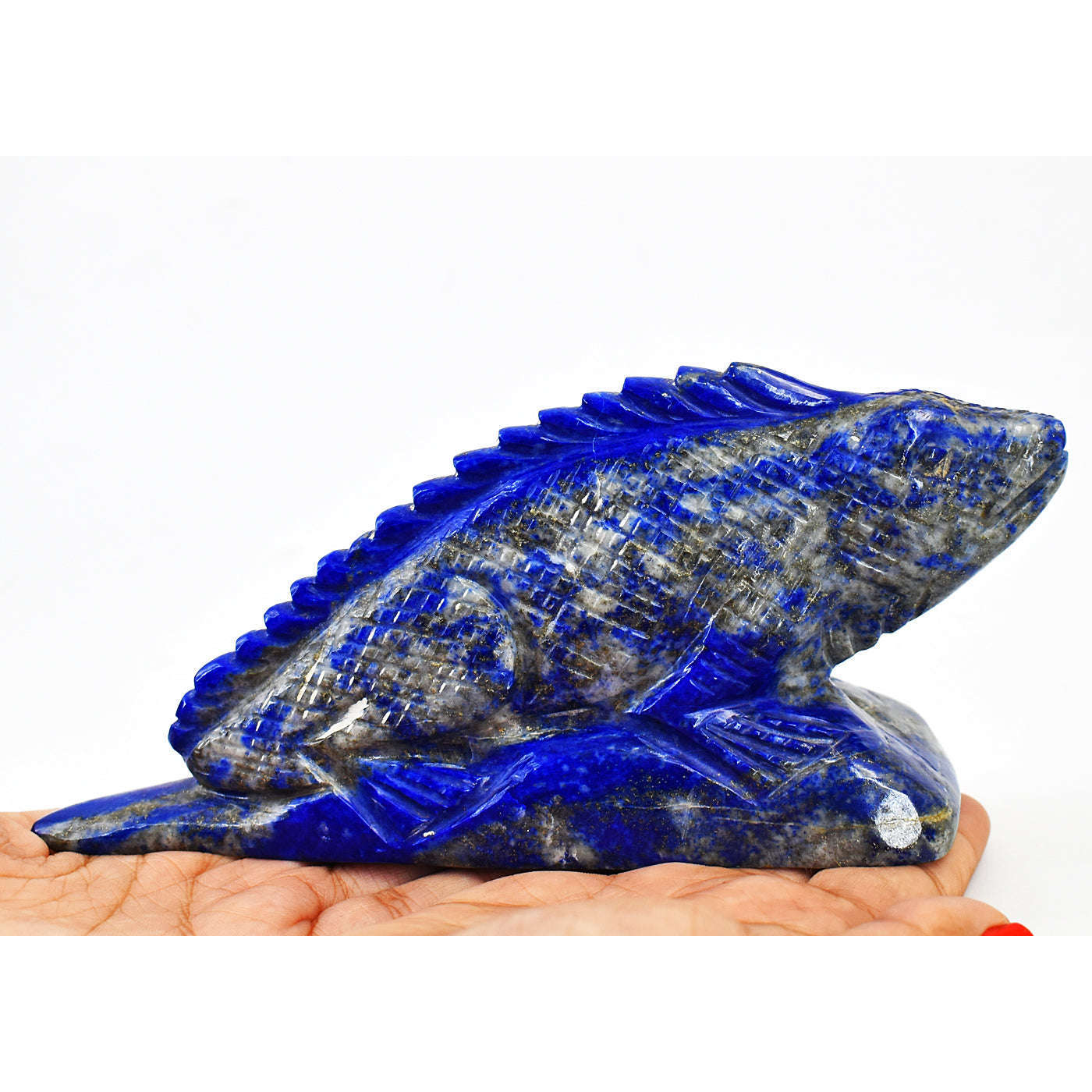 gemsmore:Exclusive Lapis Lazuli Hand Carved Chameleon
