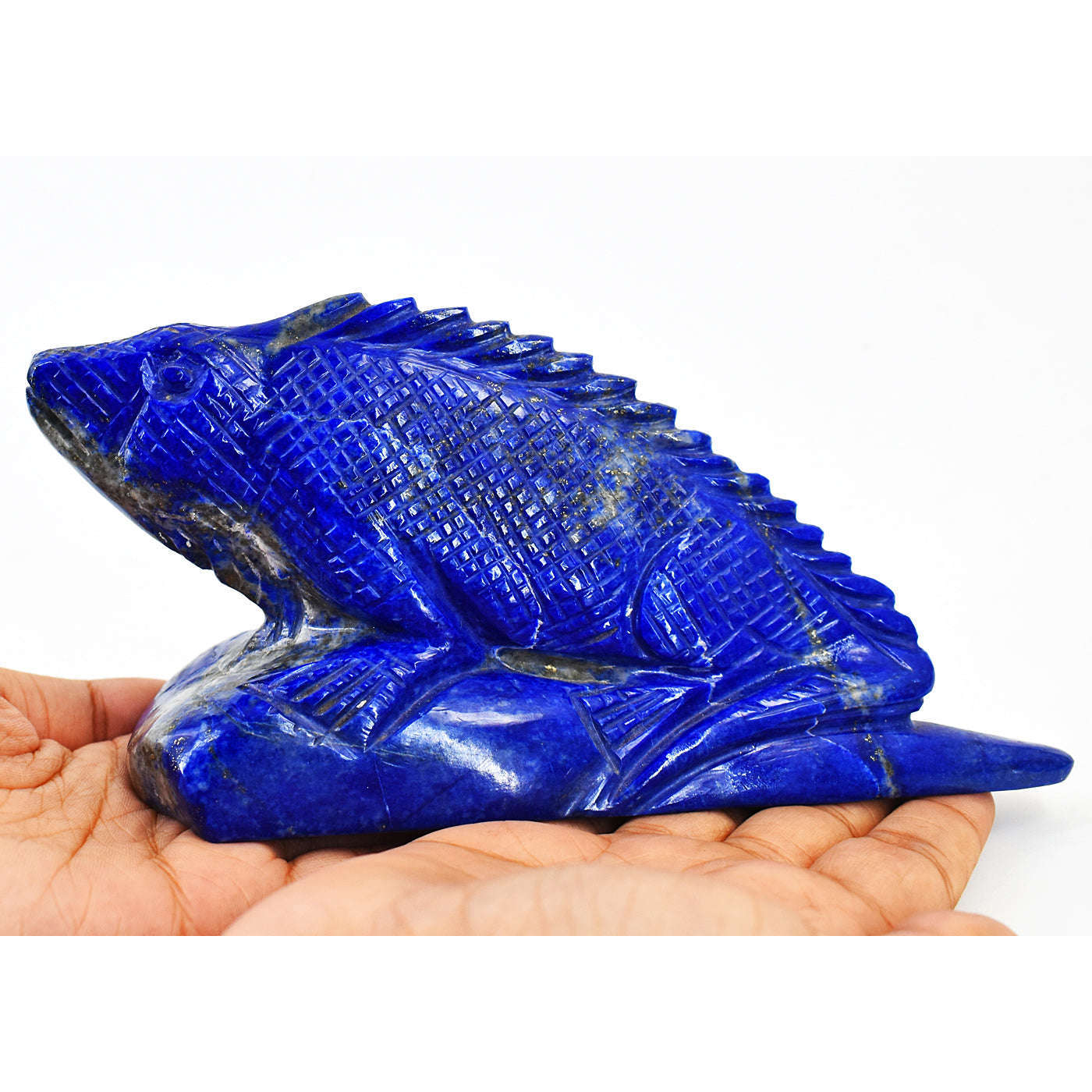 gemsmore:Exclusive Lapis Lazuli Hand Carved Chameleon