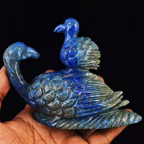 gemsmore:Exclusive Lapis Lazuli Hand Carved Genuine Crystal Gemstone Carving Bird