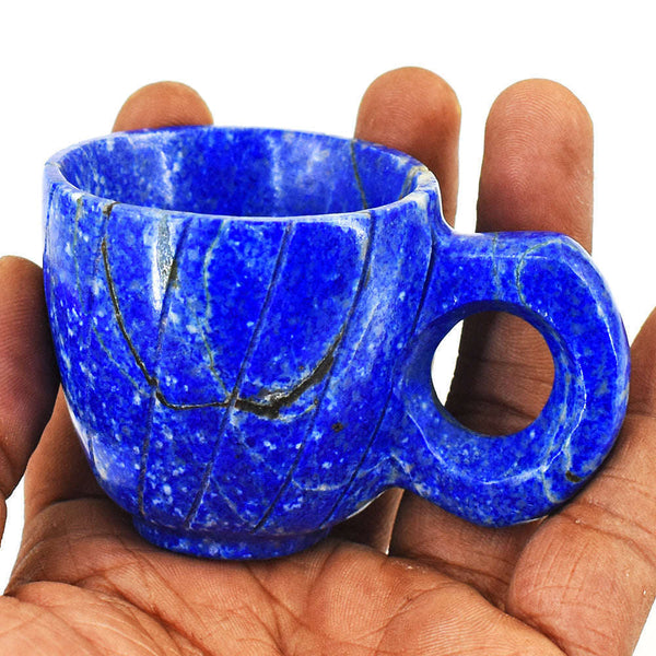 gemsmore:Exclusive Lapis Lazuli  Hand Carved Genuine Crystal Gemstone Carving Cup