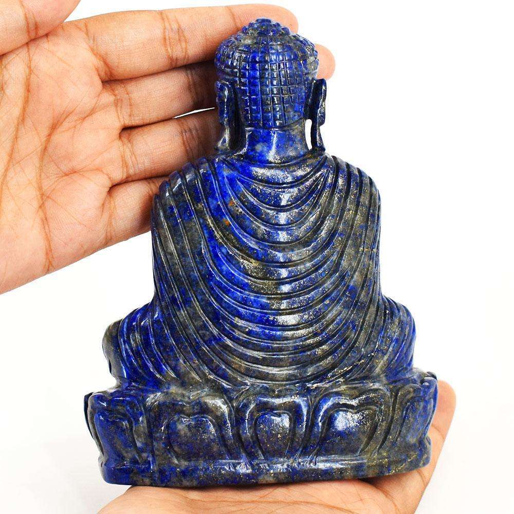 gemsmore:Exclusive Lapis Lazuli Hand Carved Genuine Crystal Gemstone Carving Lord Buddha