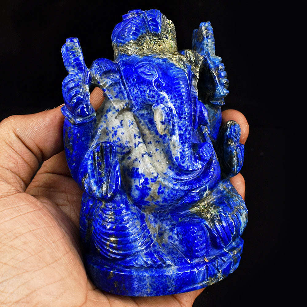 gemsmore:Exclusive Lapis Lazuli Hand Carved Genuine Crystal Gemstone Carving Lord Ganesha