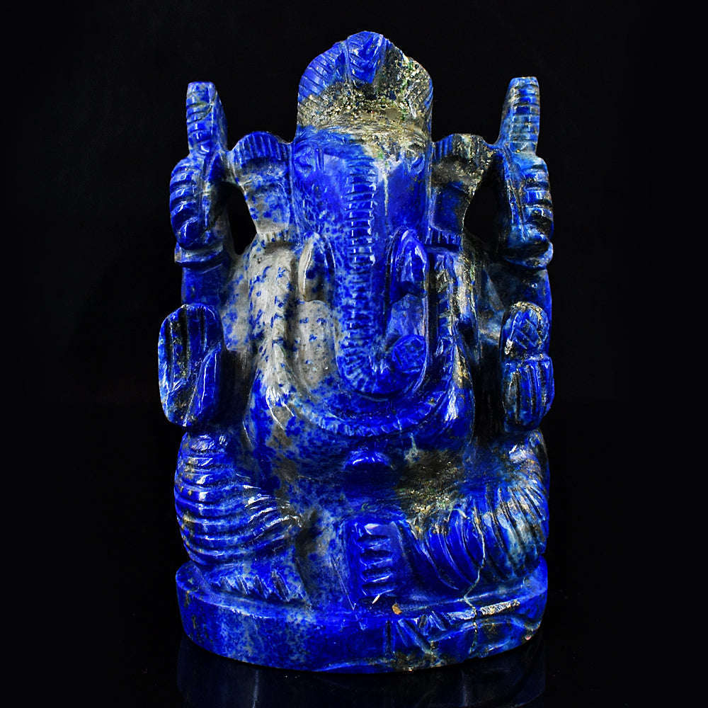 gemsmore:Exclusive Lapis Lazuli Hand Carved Genuine Crystal Gemstone Carving Lord Ganesha