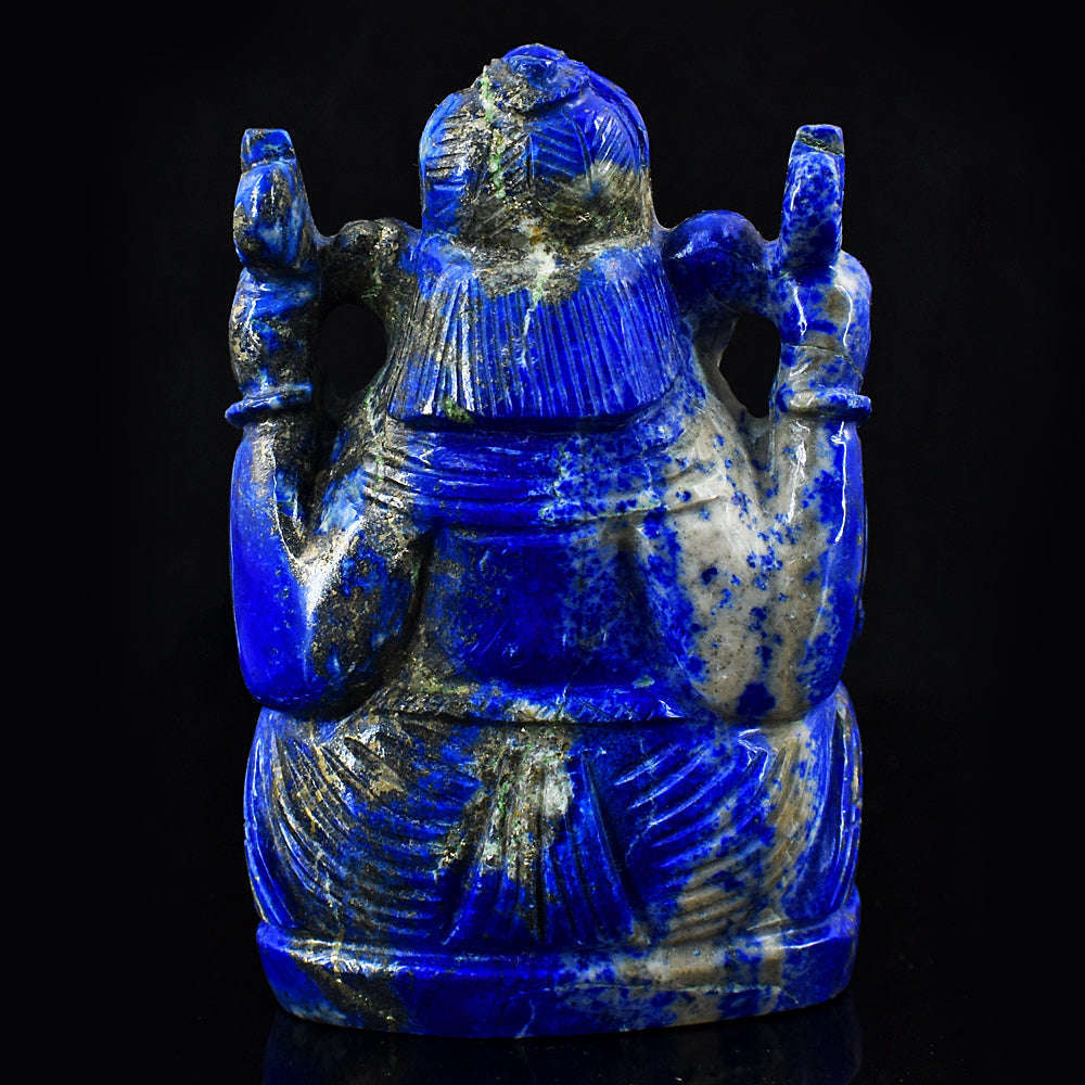 gemsmore:Exclusive Lapis Lazuli Hand Carved Genuine Crystal Gemstone Carving Lord Ganesha