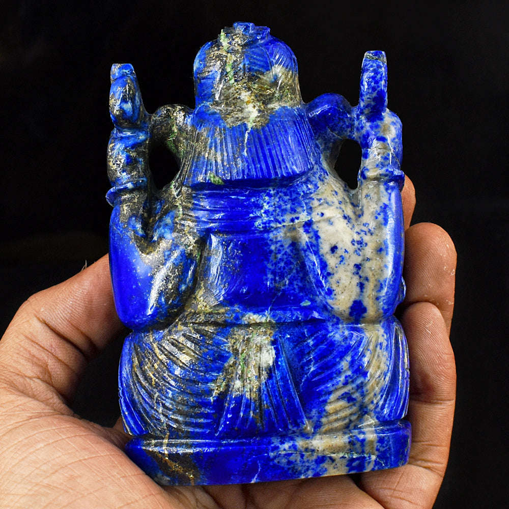 gemsmore:Exclusive Lapis Lazuli Hand Carved Genuine Crystal Gemstone Carving Lord Ganesha