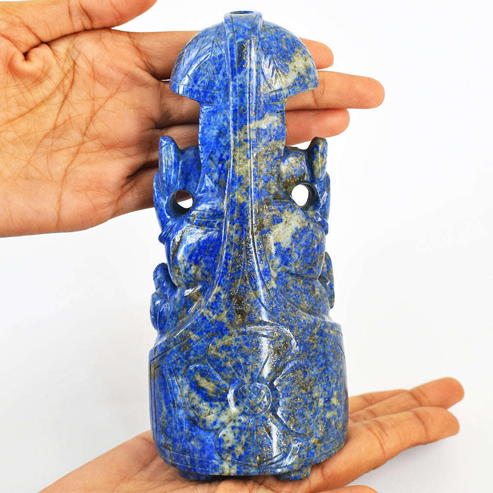 gemsmore:Exclusive Lapis Lazuli Hand Carved Genuine Crystal Gemstone Carving Lord Ganesha