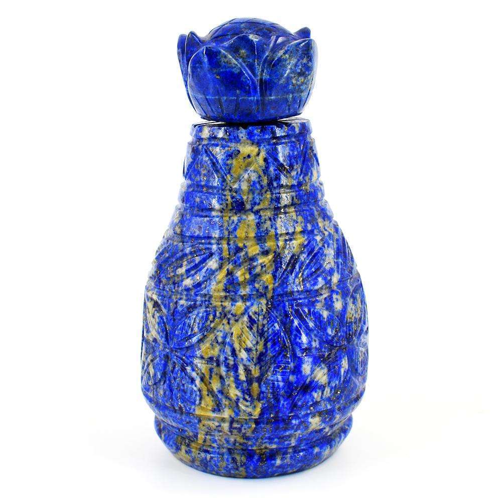 gemsmore:Exclusive Lapis Lazuli Hand Carved Genuine Crystal Gemstone Carving Massive Perfume Bottle