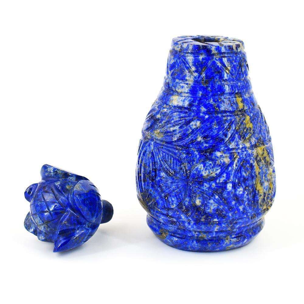 gemsmore:Exclusive Lapis Lazuli Hand Carved Genuine Crystal Gemstone Carving Massive Perfume Bottle
