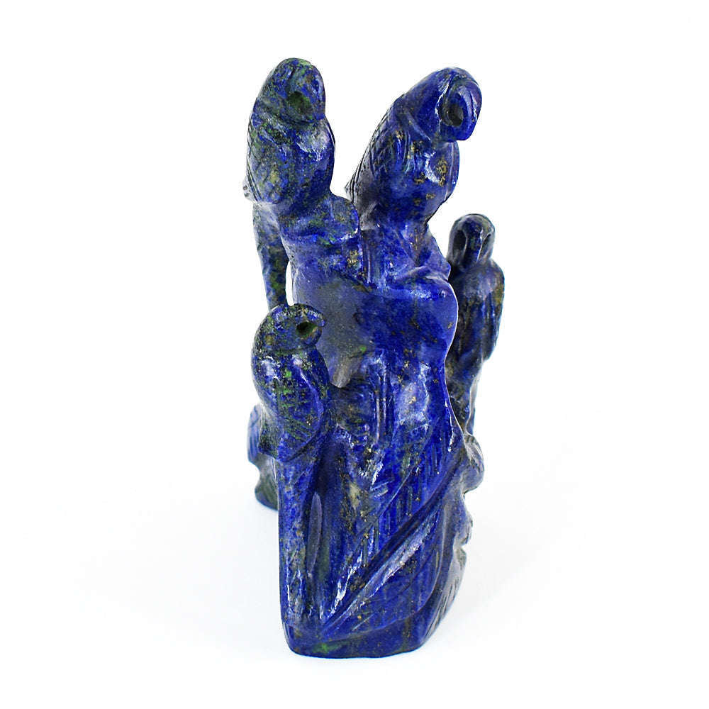 gemsmore:Exclusive Lapis Lazuli  Hand Carved Genuine Crystal Gemstone Carving Parrot Family
