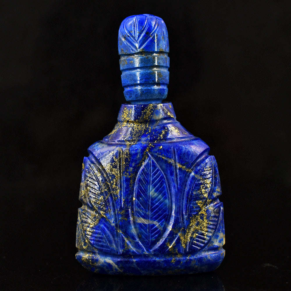 gemsmore:Exclusive Lapis Lazuli   Hand Carved Genuine Crystal Gemstone Carving Perfume Bottle