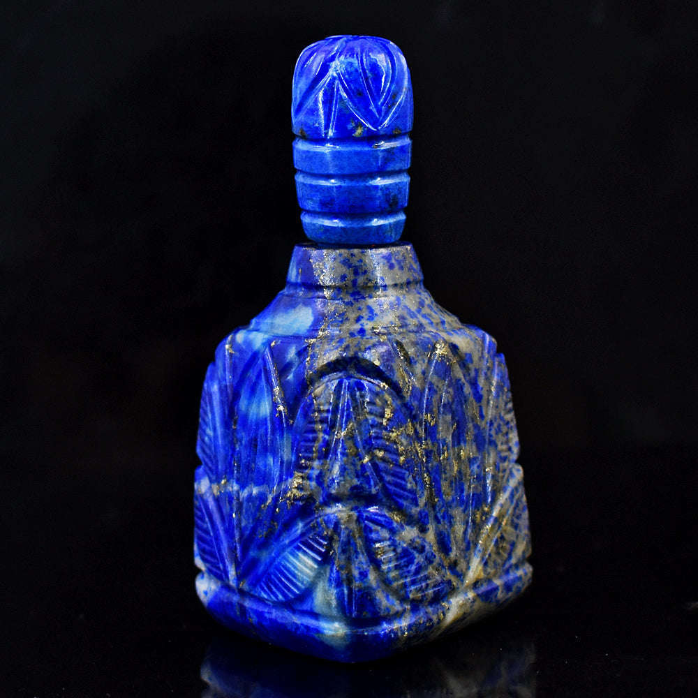 gemsmore:Exclusive Lapis Lazuli   Hand Carved Genuine Crystal Gemstone Carving Perfume Bottle