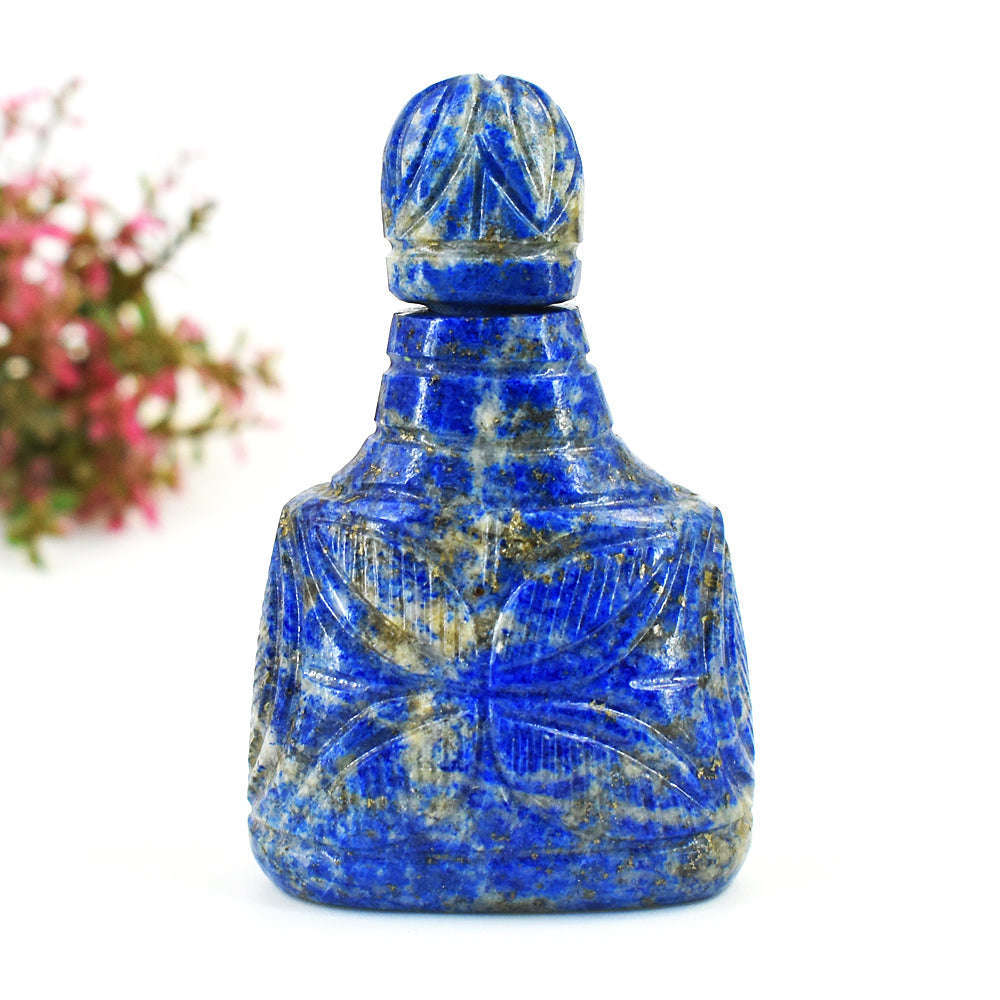 gemsmore:Exclusive Lapis Lazuli Hand Carved Genuine Crystal Gemstone Carving Perfume Bottle