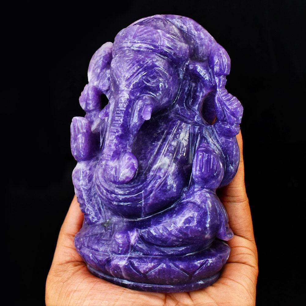gemsmore:Exclusive Lepidolite Hand Carved Genuine Crystal Gemstone Carving Lord Ganesha