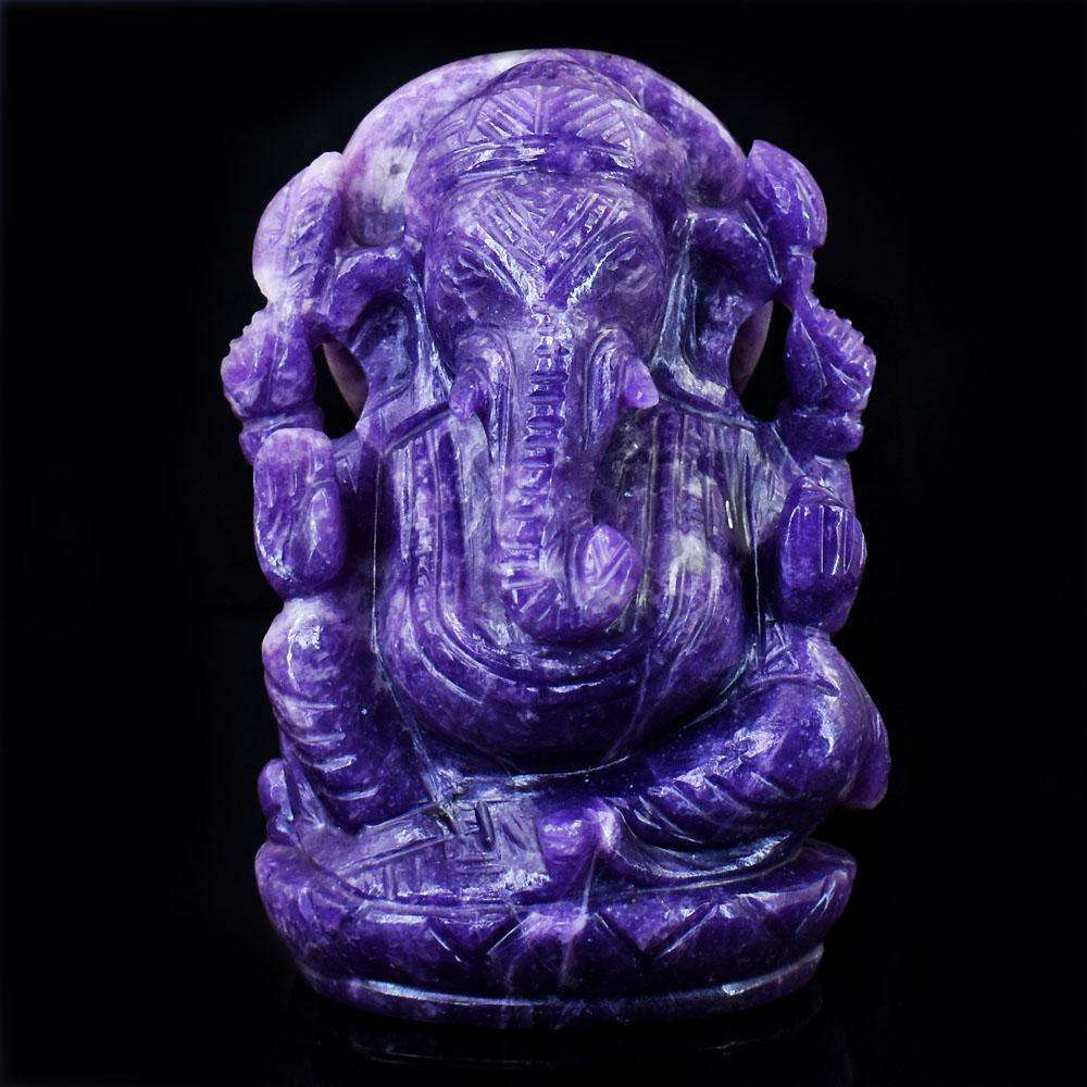 gemsmore:Exclusive Lepidolite Hand Carved Genuine Crystal Gemstone Carving Lord Ganesha