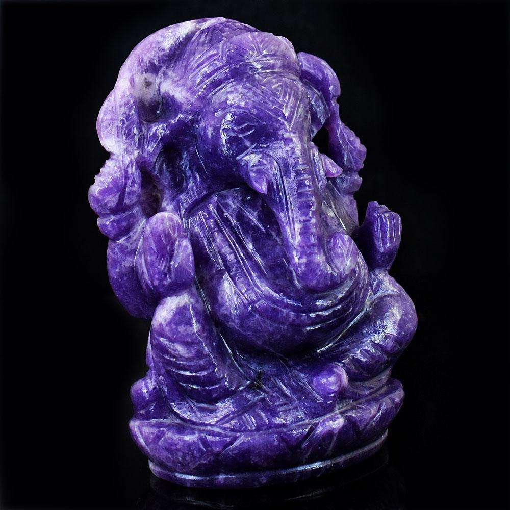 gemsmore:Exclusive Lepidolite Hand Carved Genuine Crystal Gemstone Carving Lord Ganesha