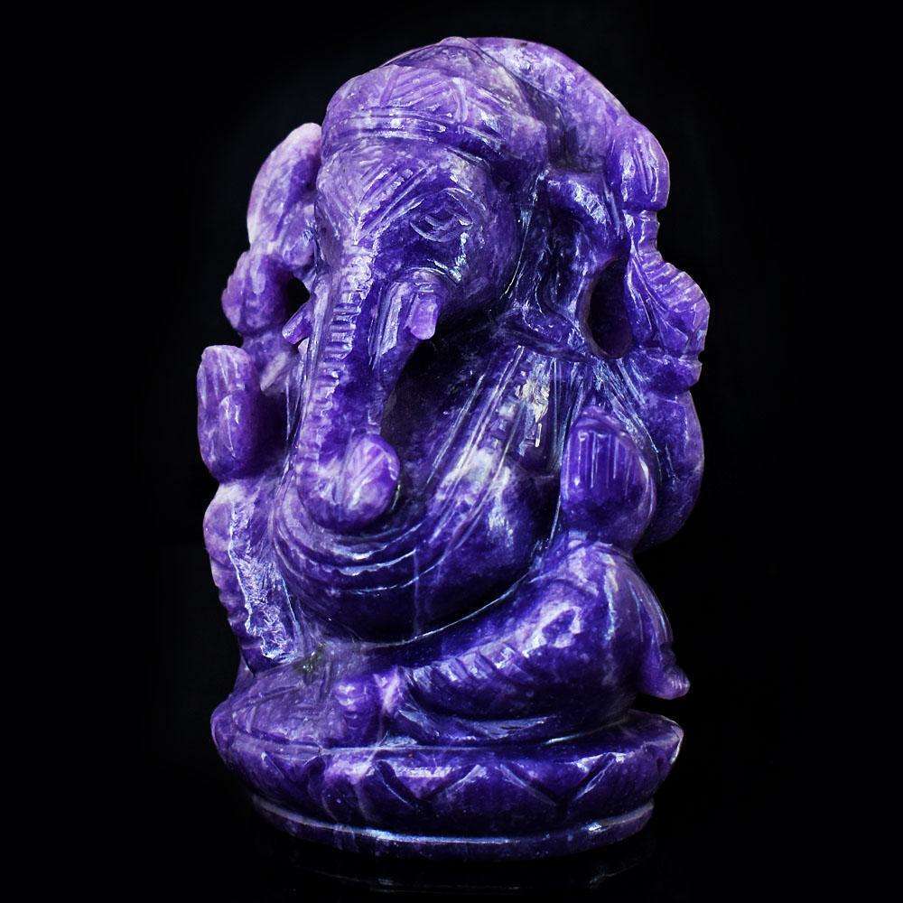 gemsmore:Exclusive Lepidolite Hand Carved Genuine Crystal Gemstone Carving Lord Ganesha