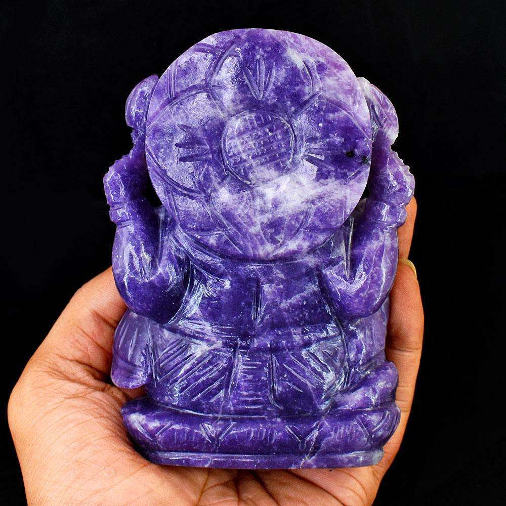 gemsmore:Exclusive Lepidolite Hand Carved Genuine Crystal Gemstone Carving Lord Ganesha