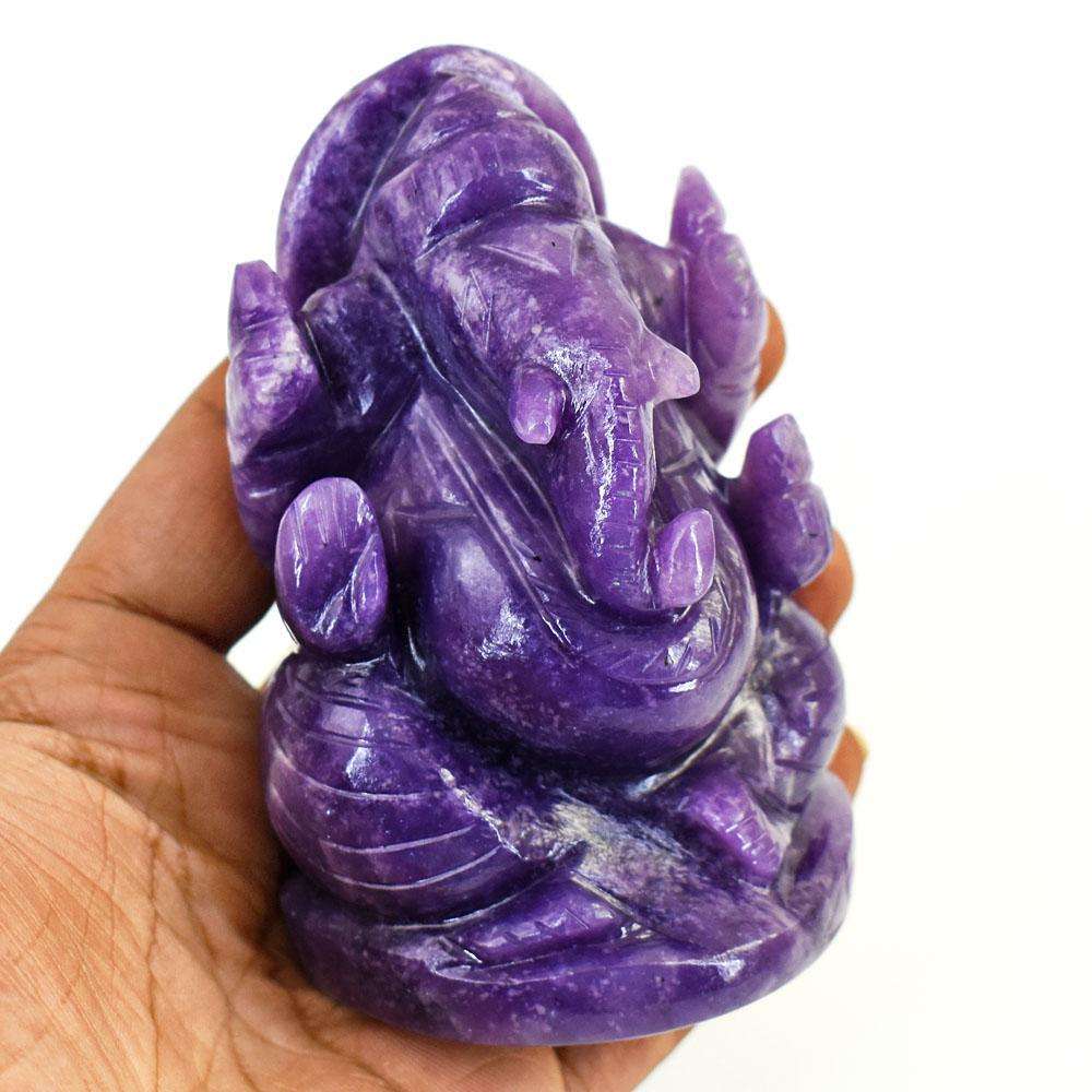 gemsmore:Exclusive Lepidolite Hand Carved Genuine Crystal Gemstone Carving Lord Ganesha