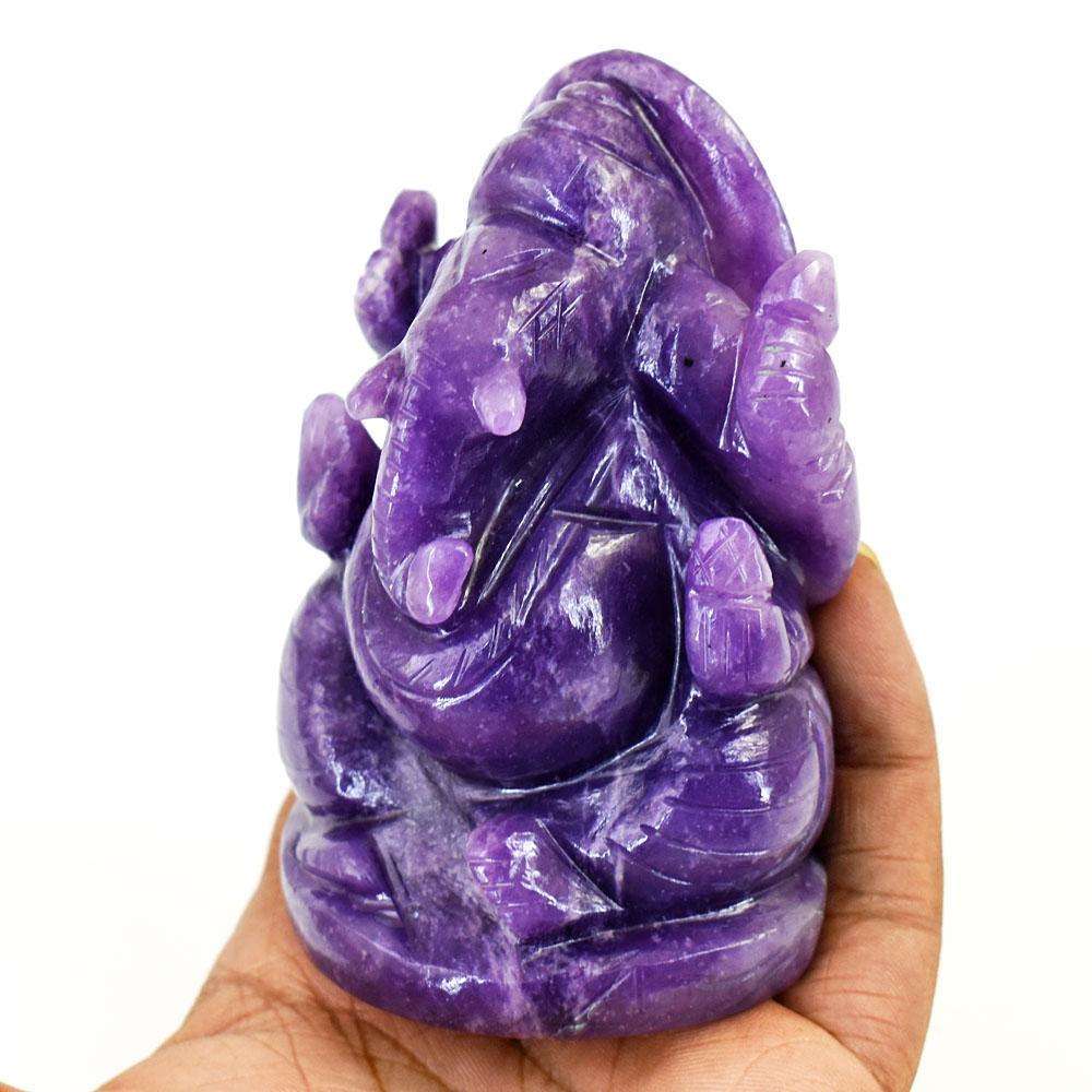 gemsmore:Exclusive Lepidolite Hand Carved Genuine Crystal Gemstone Carving Lord Ganesha