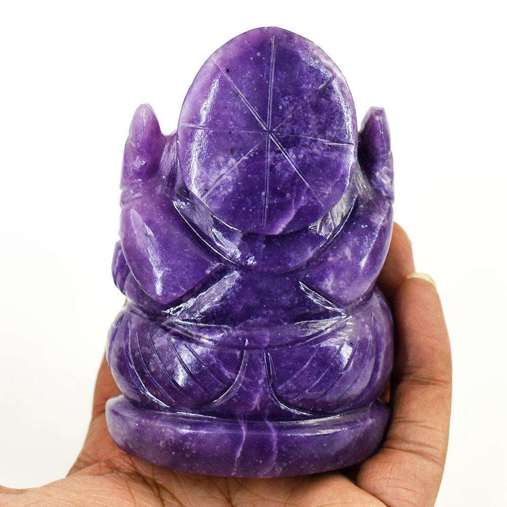 gemsmore:Exclusive Lepidolite Hand Carved Genuine Crystal Gemstone Carving Lord Ganesha