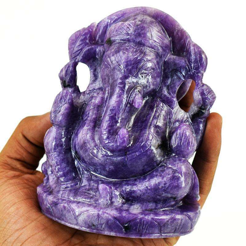 gemsmore:Exclusive Lepidolite Hand Carved Lord Ganesha