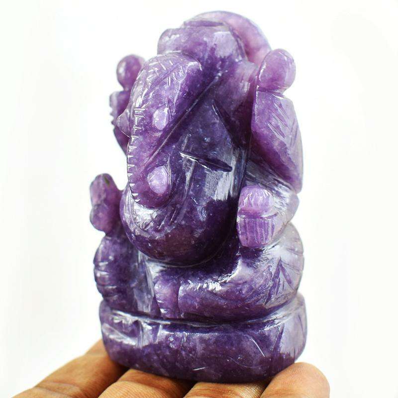 gemsmore:Exclusive Lepidolite Hand Craved Lord Ganesha Idol