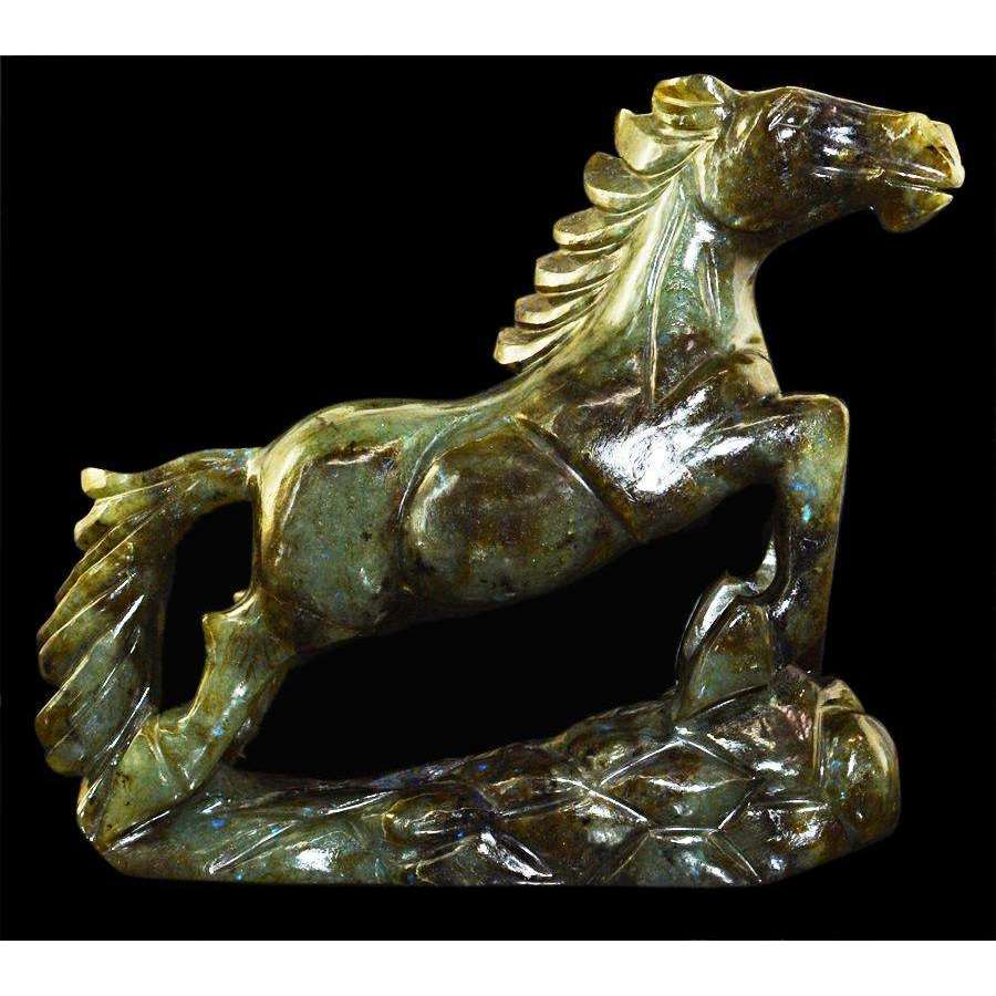 gemsmore:Exclusive Luxury Hand Carved Labradorite Horse Carving