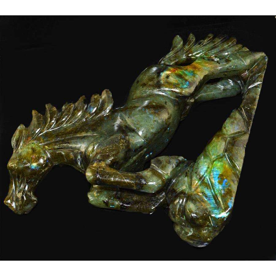 gemsmore:Exclusive Luxury Hand Carved Labradorite Horse Carving