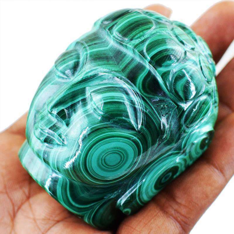 gemsmore:Exclusive Malachite Carved Lord Buddha Head Idol