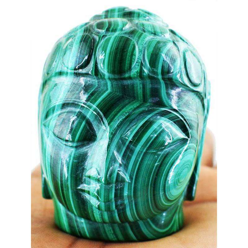 gemsmore:Exclusive Malachite Carved Lord Buddha Head Idol