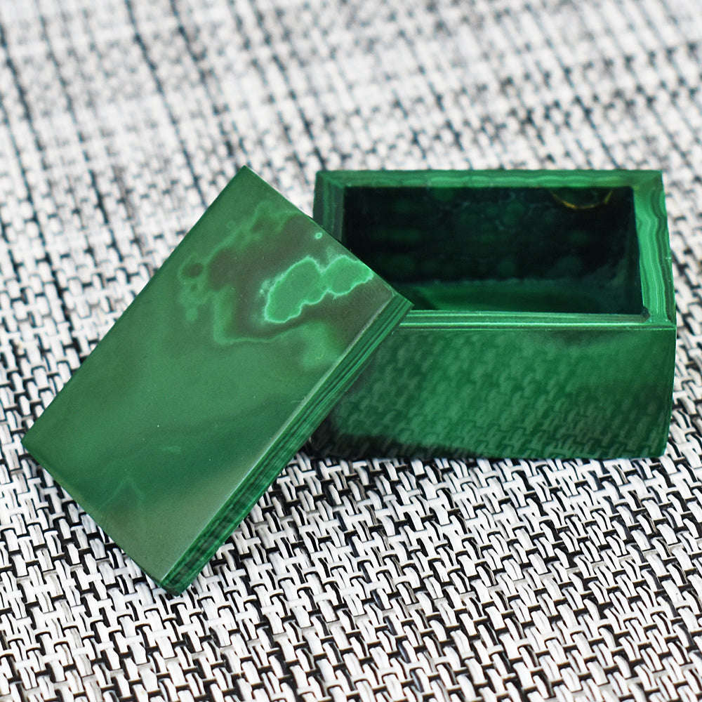 gemsmore:Exclusive Malachite Hand Carved Genuine Box