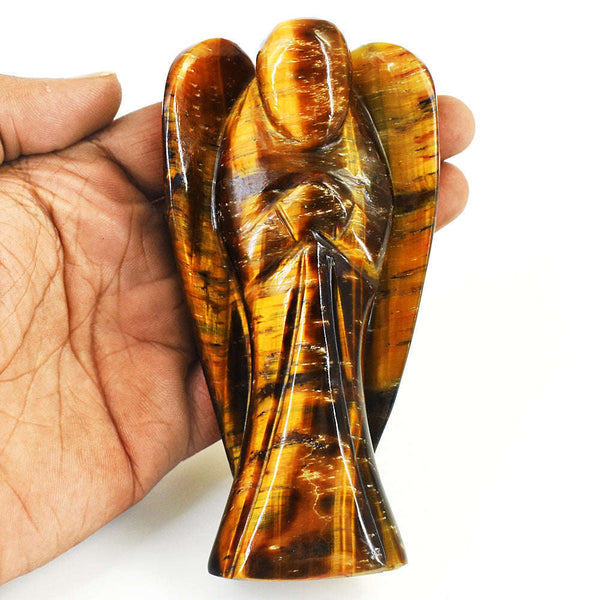gemsmore:Exclusive Marra Mamba Tiger Eye Hand Carved Genuine Crystal Gemstone Carving Angel