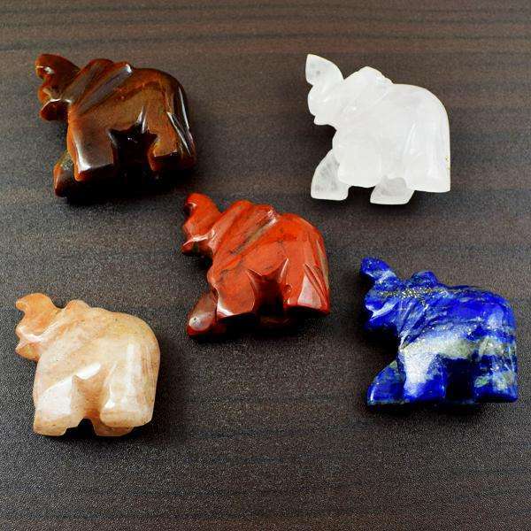 gemsmore:Exclusive Mix Gem Hand Carved Elephant Lot