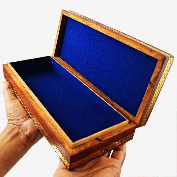 gemsmore:Exclusive Mix Gemstone Carved Wooden Box