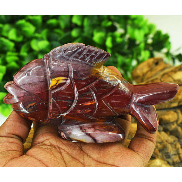 gemsmore:Exclusive Mookaite Hand Carved Genuine Crystal Gemstone Carving Fish