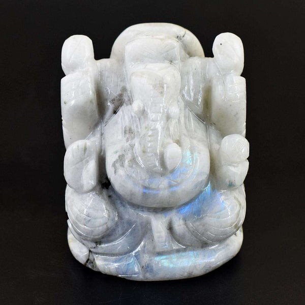 gemsmore:Exclusive Moonstone Hand Carved Lord Ganesha