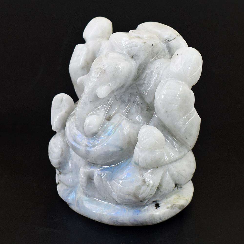 gemsmore:Exclusive Moonstone Hand Carved Lord Ganesha