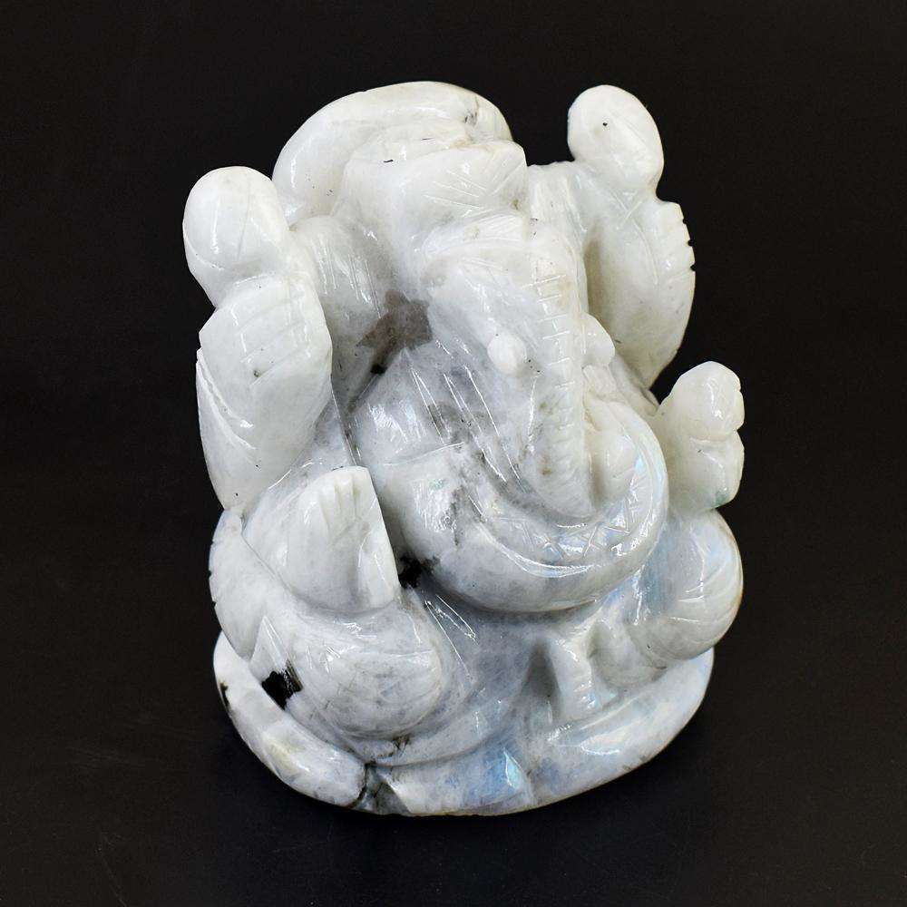 gemsmore:Exclusive Moonstone Hand Carved Lord Ganesha