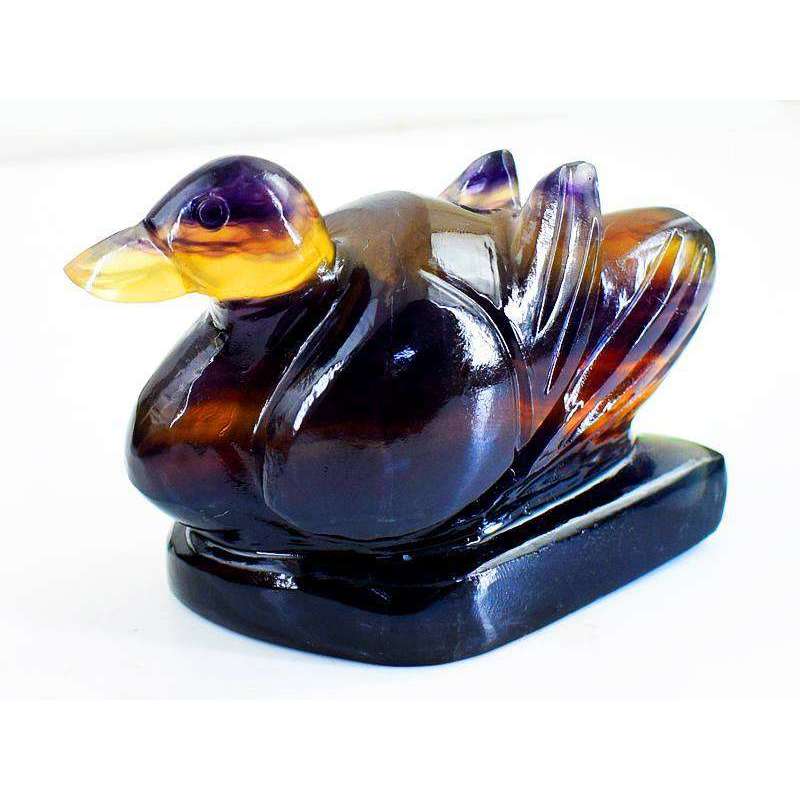 gemsmore:Exclusive Multicolor Fluorite Carved Duck