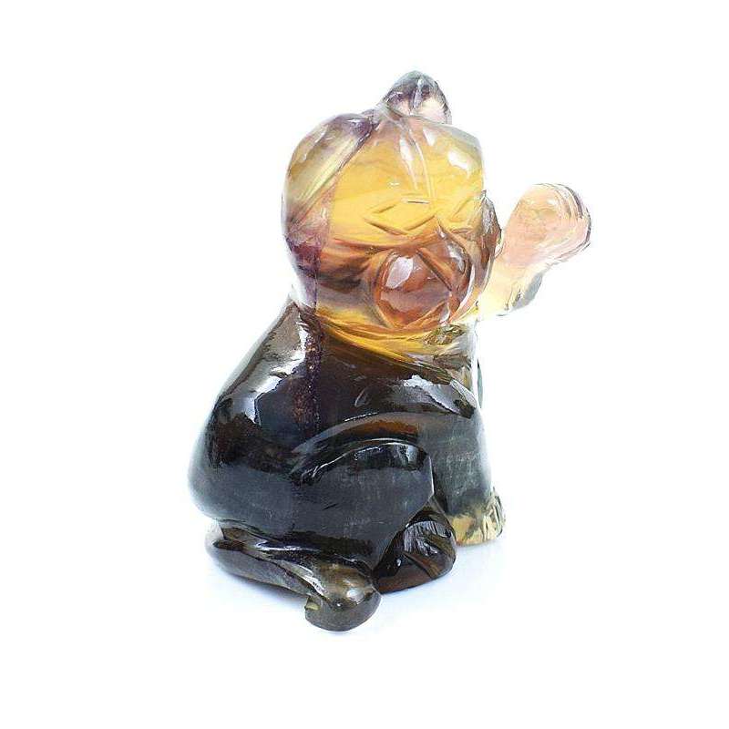 gemsmore:Exclusive Multicolor Fluorite Carved Hello Kitty Cat