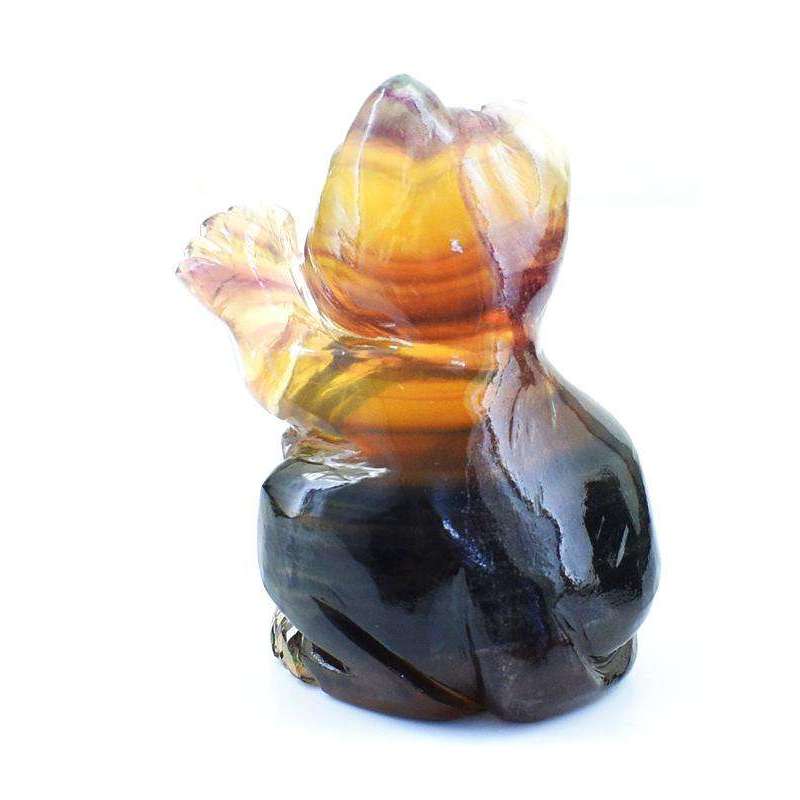gemsmore:Exclusive Multicolor Fluorite Carved Hello Kitty Cat